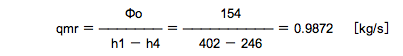 Φo＝qmr（h1－h4）…（2）式変形数値代入