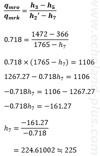 qmro／qmrkの数値とを式に与えられた値と一緒に熱収支式に代入　その1